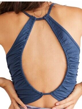 Free People Movement NWT Free Fold Navy Ruched Tank Top